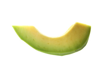 Slice of fresh avocado isolated on white