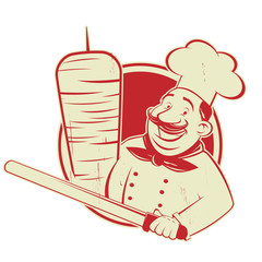 funny cartoon doner logo illustration in vintage style
