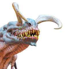 alien dinosaur id profile in a white background side view
