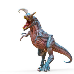 alien dinosaur in a white background side view