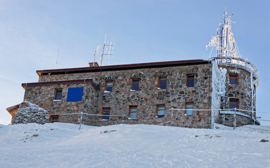 Weather Observatory in Kasprowy Wierch in Zakopane in winter. Zakopane is a town in Poland in Tatra Mountains. Kasprowy Wierch is a mountain in Zakopane and is the most popular ski area in Poland