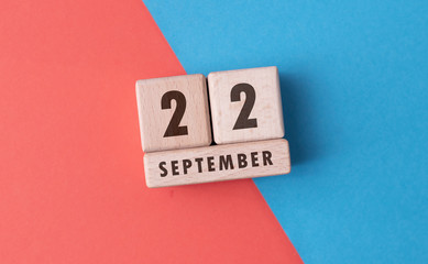 September 22 written with wooden blocks