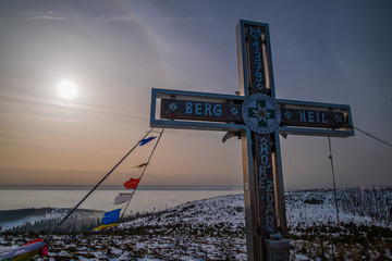 Nová Pec/Czech Republic - 25.1.2020 -The Plöckenstein (Plechý), a mountain, 1,379 m high, in the...