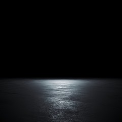 Empty spot lit dark background, 3d render