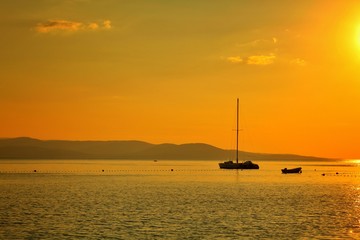 sunset on golden sea