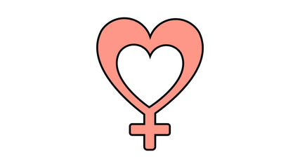 Simple flat style icon of the beautiful symbol of the astronomical man and Mars in the heart for the feast of love on Valentine's Day or March 8th. Vector illustration