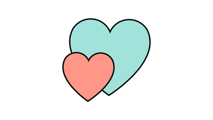 Simple flat style icon of a beautiful two hearts in love for the feast of love on Valentine's Day or March 8th. Vector illustration