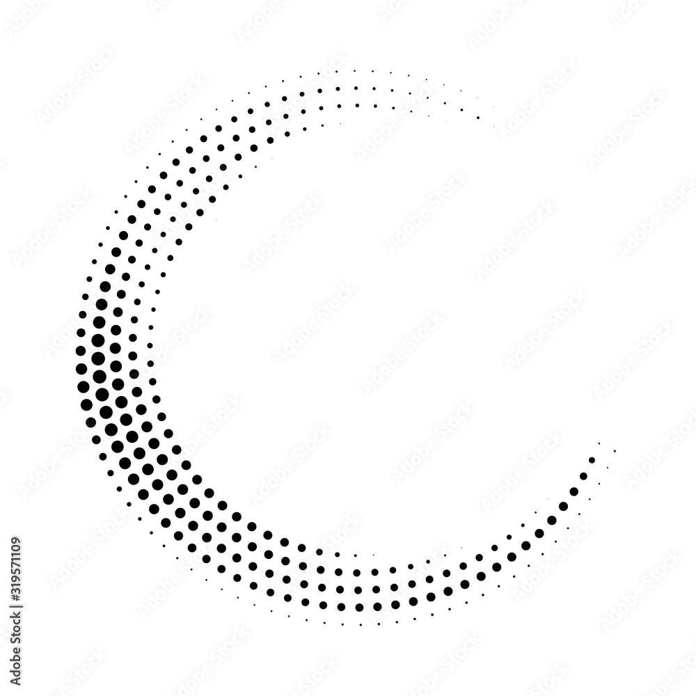Wall mural halftone dotted background circularly distributed. halftone effect vector pattern. circle dots isola