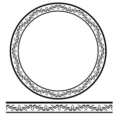 Simple Vector Black Rounded Corner Circle Floral Frame, Isolated On White 