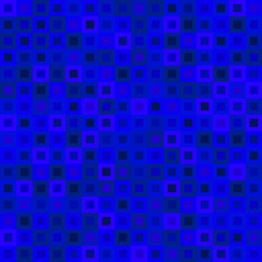 Bright design of blue intersecting squares and dark blocks.