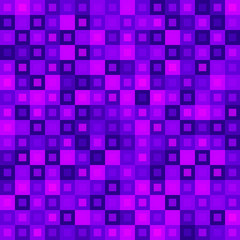 Strict mosaic of pink intersecting squares and violet blocks.