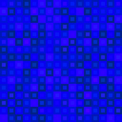 Chaotic mosaic of blue intersecting squares and dark blocks.