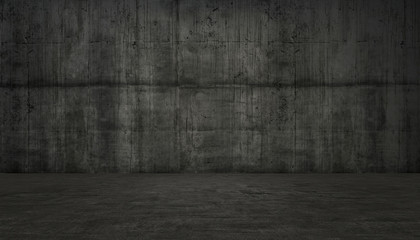 Empty spotlit dark concrete background. 3d render.