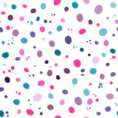 Seamless hand drawn pattern with colorful dots. Abstract childish texture.