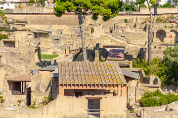 Naples, Herculaneum,  archaeological area, view of the remains of the ancient city buried by the...