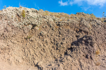 Italy, Naples, detail of the path that runs along the top of the crater of the volcano Vesuvius