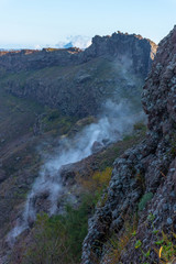 Italy, Naples, view of the fumaroles in the caldera of the Vesuvius volcano