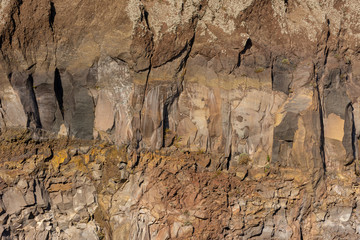 Italy, Naples, detail of the internal walls of the Vesuvius crater