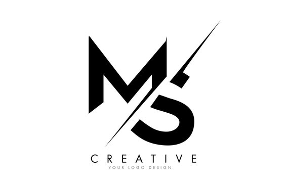 MS M S Letter Logo Design with a Creative Cut.