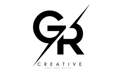 GR G R Letter Logo Design with a Creative Cut.