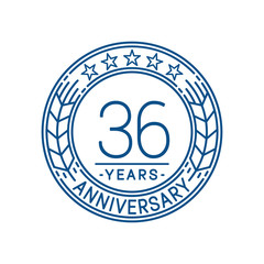 36 years anniversary celebration logo template. Line art vector and illustration.