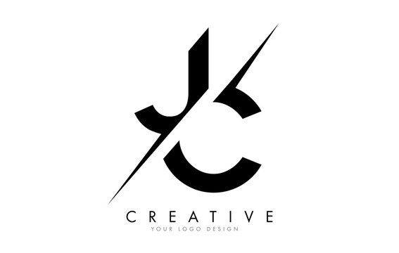JC J C Letter Logo Design with a Creative Cut.