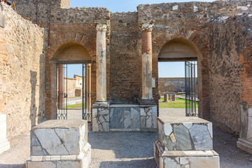 Italy, Pompeii, archaeological area, remains of the city buried by the eruption of ashes and rocks...