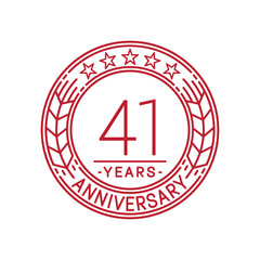 41 years anniversary celebration logo template. Line art vector and illustration.