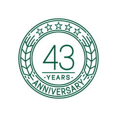 43 years anniversary celebration logo template. Line art vector and illustration.