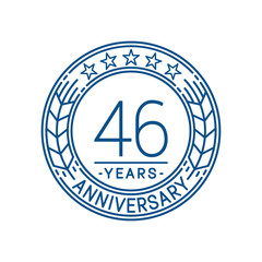 46 years anniversary celebration logo template. Line art vector and illustration.