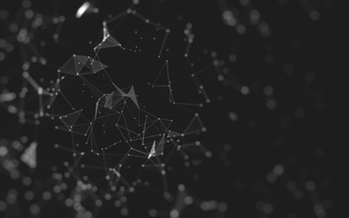 Abstract background. Molecules technology with polygonal shapes, connecting dots and lines. Connection structure. Big data visualization.