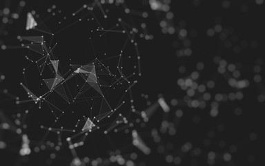 Abstract background. Molecules technology with polygonal shapes, connecting dots and lines. Connection structure. Big data visualization.