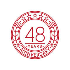 48 years anniversary celebration logo template. Line art vector and illustration.