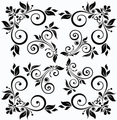 Black openwork pattern on a white background, seamless background