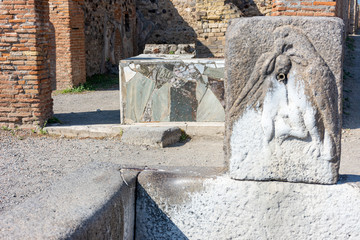 Italy, Pompeii, archaeological area, remains of the city buried by the eruption of ashes and rocks of Vesuvius in 79.