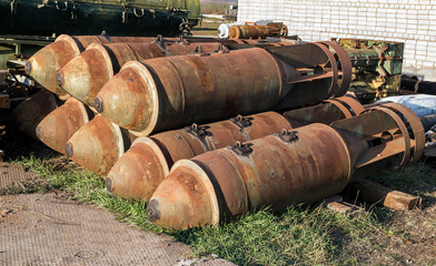 group of heavy air bombs at the airfield in Syria