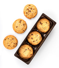 Chocolate cookies isolated on white background