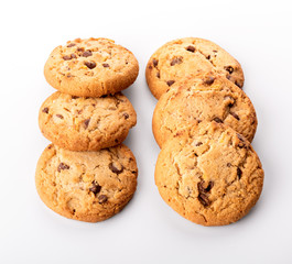 Chocolate cookies isolated on white background