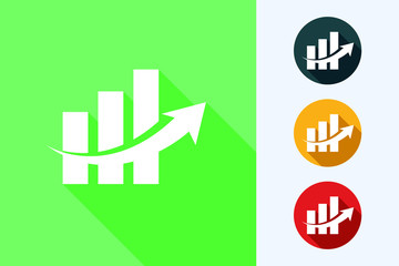 Obraz premium Growing business graph with upward arrow and circular icons showing progress