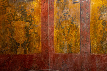 Italy, Naples, Oplontis, frescoes in the villa of Poppea in the archaeological area of ​​Torre...