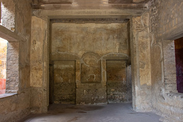Fototapeta na wymiar Italy, Naples, Oplontis, frescoes in the villa of Poppea in the archaeological area of ​​Torre Annunziata