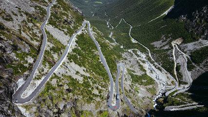 Famous Trollstigen, Troll path. mountain road in Rauma Municipality in Norway