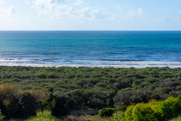 Fototapeta na wymiar Italy, Cuma, view of the sandy coast