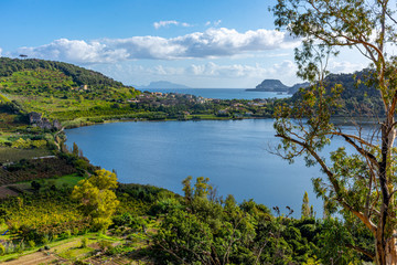 Fototapeta na wymiar Italy, Naples, view and details of the lake of Averno