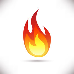 Fire flame icon isolated on white background.