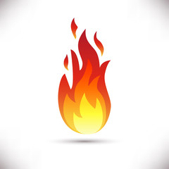 Fire flame icon isolated on white background.