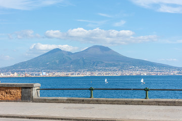 Italy, Naples, view of Vesuvius from the waterfront