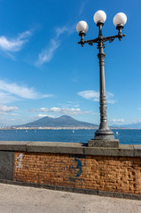 Italy, Naples, view of Vesuvius from the waterfront