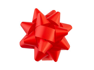 Red bow on white background. (clipping path)