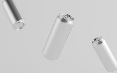 16 oz. / 500ml Aluminium Beer / Soda / Energy Drink Can Mockup - Three Floating Cans.  3D Illustration